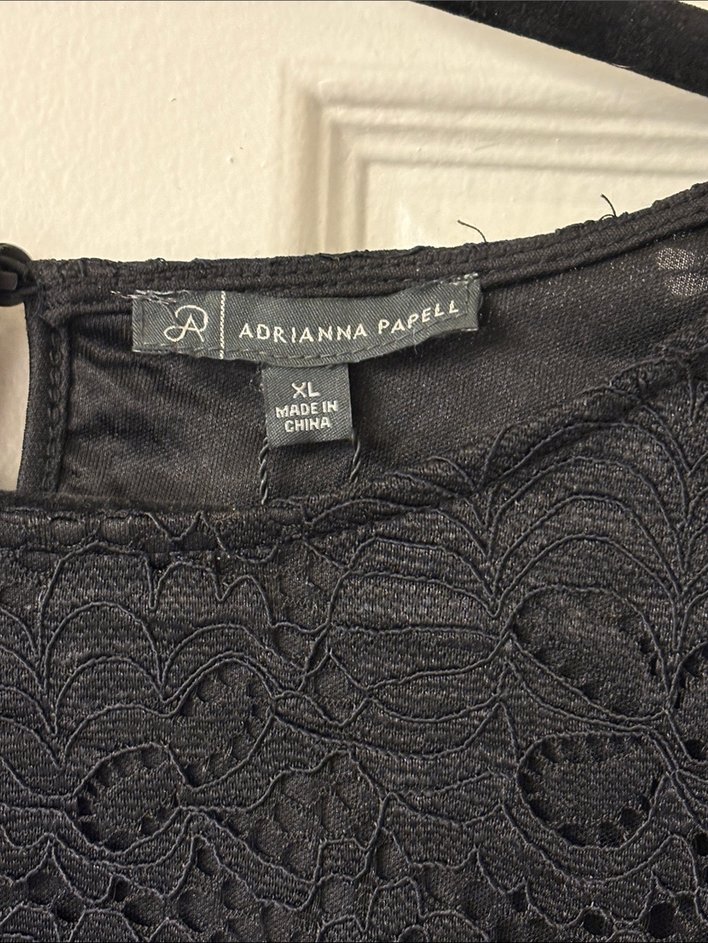 Adrianna Papell Black Floral Lace Short Sleeve Blouse - Picture 2 of 7